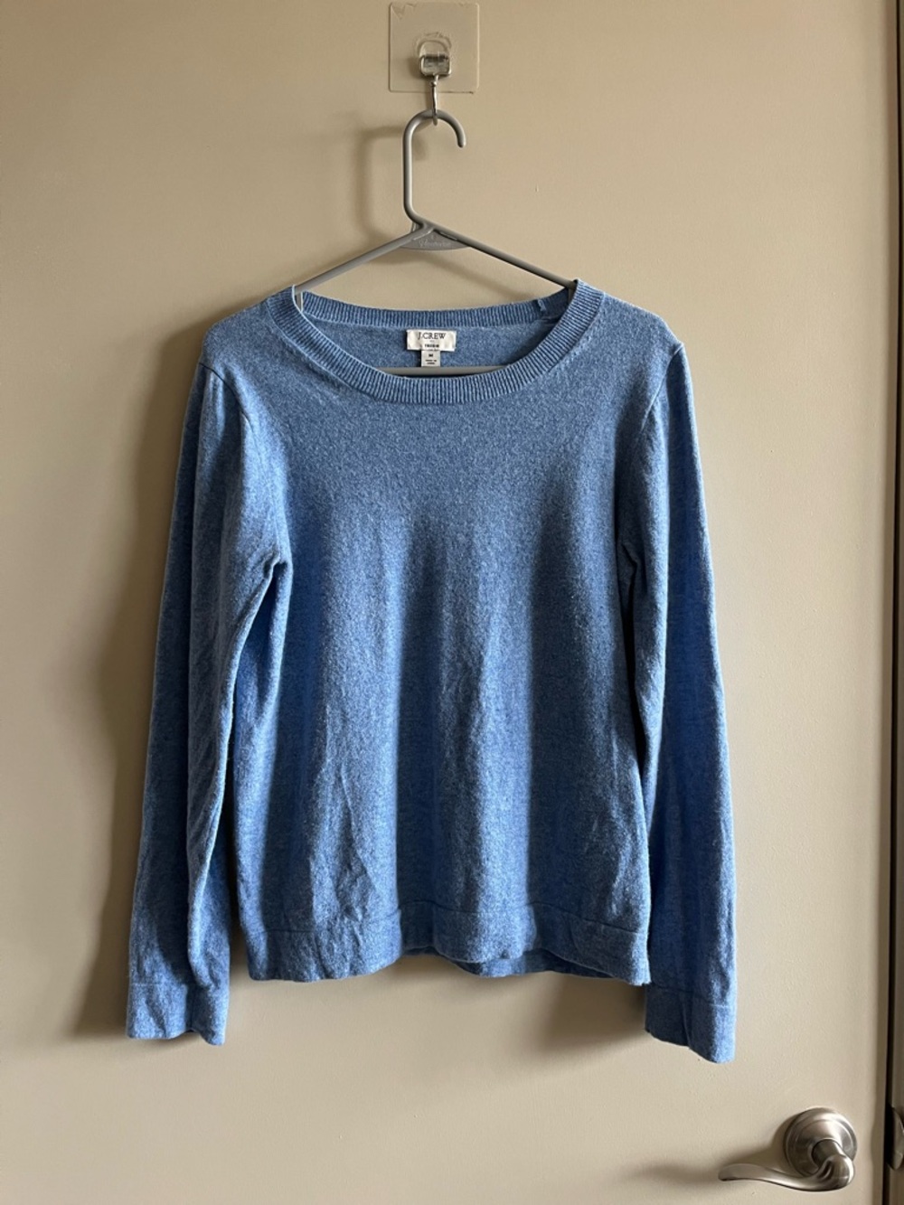 J. Crew Teddie Crewneck Sweater in Heathered Blue
